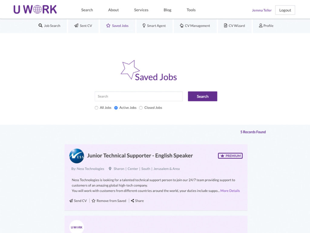 Uwork - Seeker - Saved Jobs